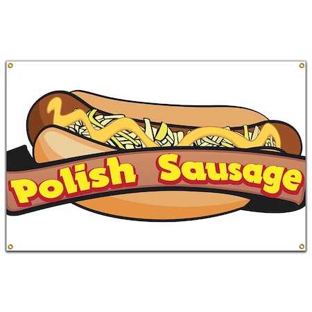 Signmission Polish Sausage Banner Concession Stand Food Truck Single Sided B-Polish Sausage19